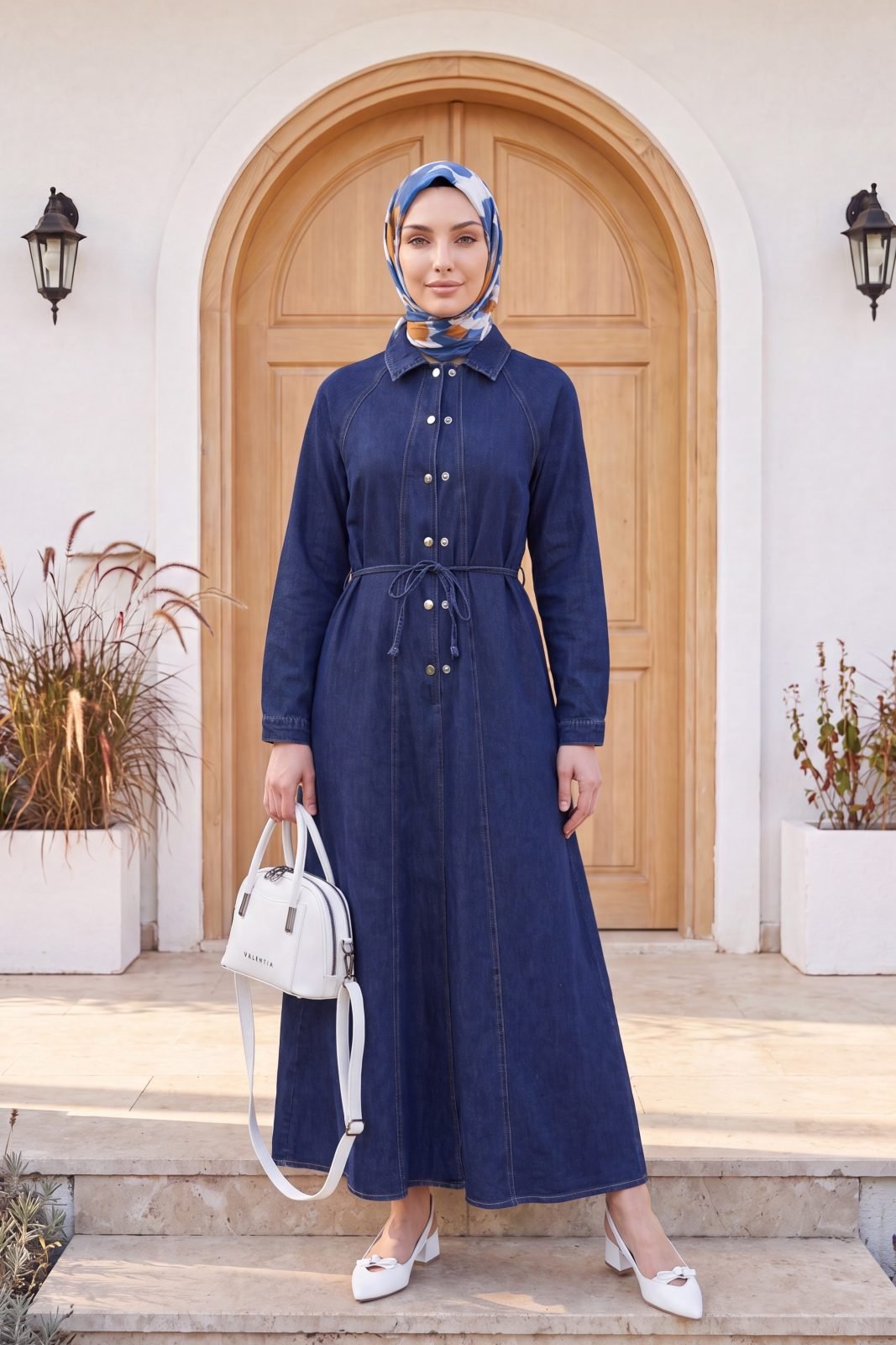 Stylish Long Buttoned Denim Dress